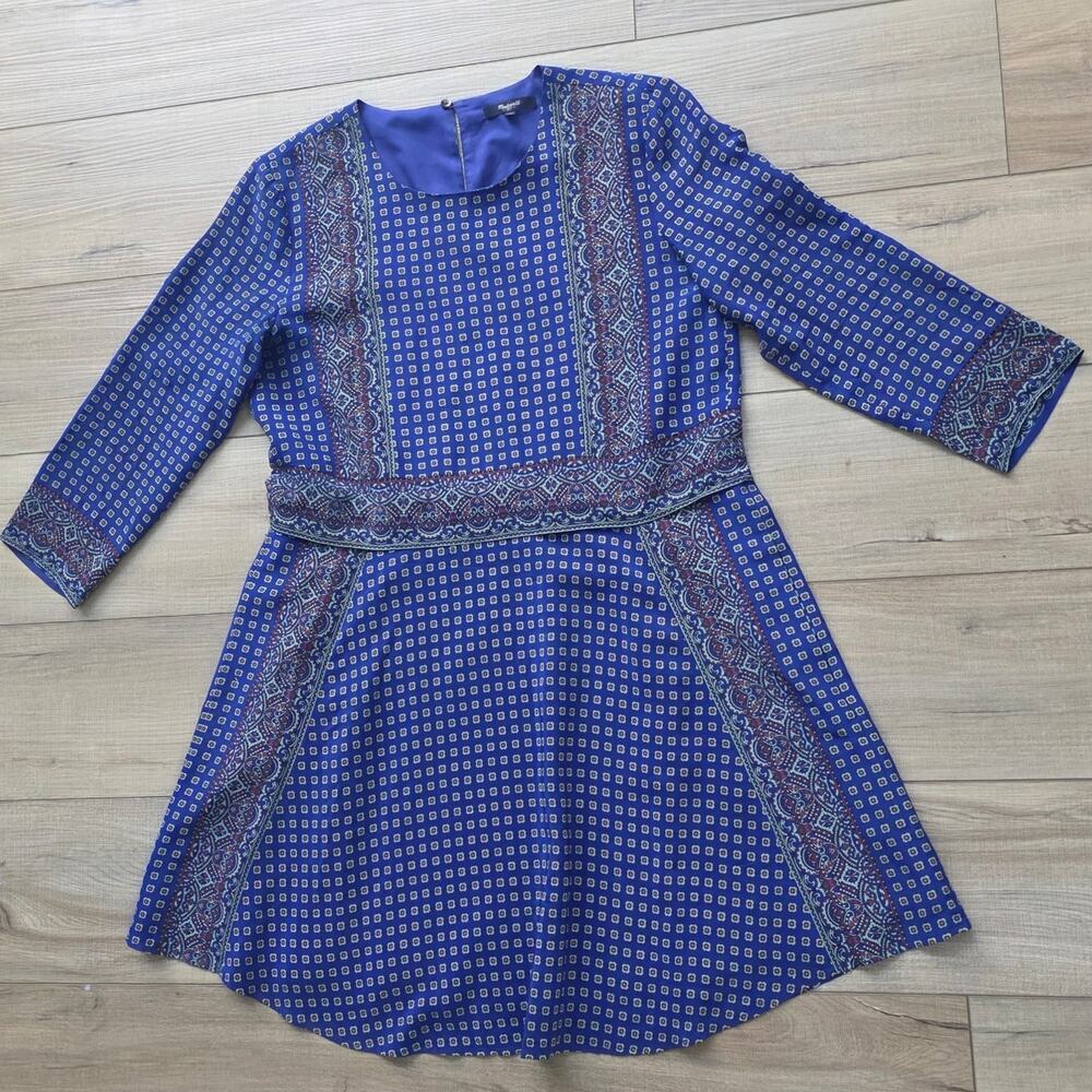 Madewell Ascot Blue Grid Pattern Silk Mini Dress Women Sz M - Picture 11 of 11